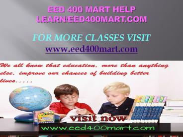 EED 400 MART help Learn/eed400mart.com