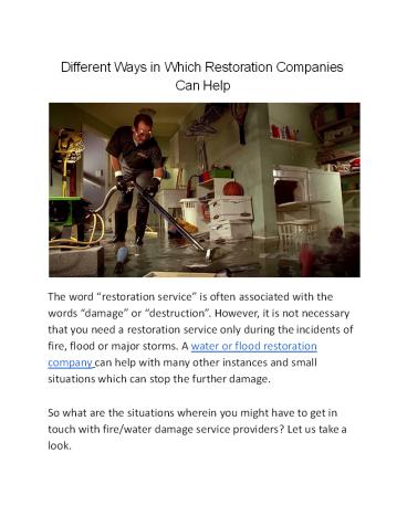 Different Ways in Which Restoration Companies Can Help