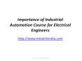 Importance of Industrial Automation Course for Electrical Engineers | Post Graduate course in Industrial Automation & Control PowerPoint PPT Presentation