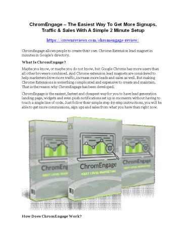 ChromEngage review and Exclusive $26,400 Bonus