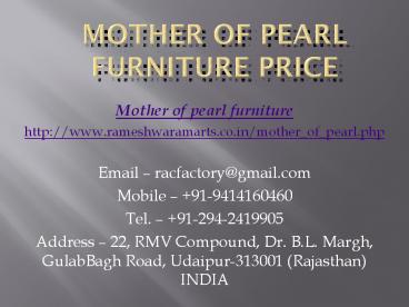 Mother of Pearl Furniture Price