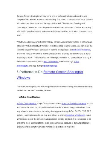 5 Platforms to Do Remote Screen Sharing for Windows