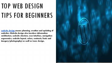 Top Web design tips for beginners