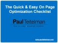 The Quick & Easy On Page Optimization Checklist (1) PowerPoint PPT Presentation
