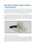 How To Select The Right Travelling Transformer? Miracle Electronics PowerPoint PPT Presentation