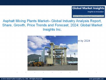 Asphalt Mixing Plants Market to exceed USD 7 billion by 2024