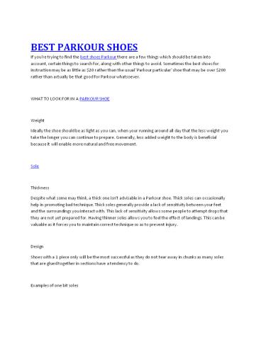 best parkour shoes