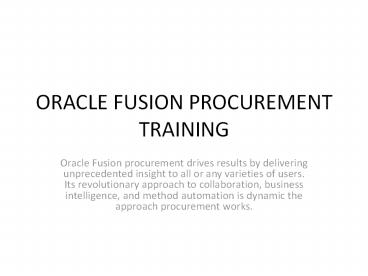 ORACLE FUSION PROCUREMENT TRAINING