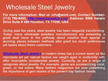 Wholesale Steel Jewelry