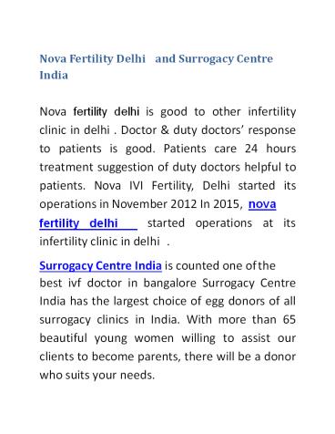 Nova Fertility Delhi   and  Surrogacy Centre India