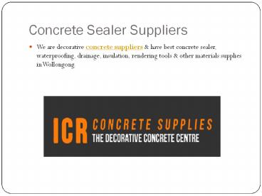 Concrete Sealer Suppliers