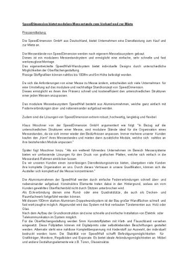 SpeedDimension bietet modulare Messestände zum Verkauf und zur Miete