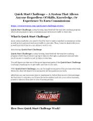 Quick Start Challenge Review & (BIGGEST) jaw-drop bonuses