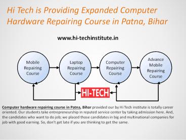 Hi Tech is Providing Expanded Computer Hardware Repairing Course in Patna, Bihar