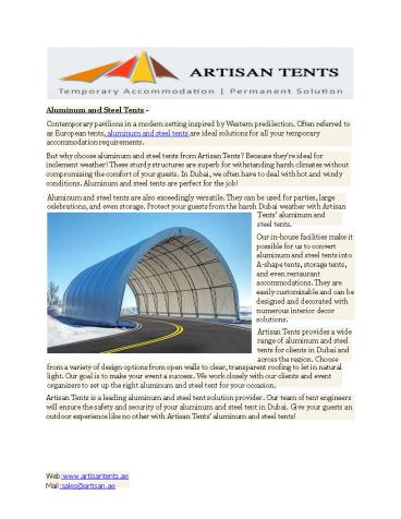 Best Tent supplier in Dubai | Artisan