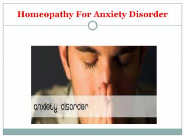 homeopathy for anxiety disorder