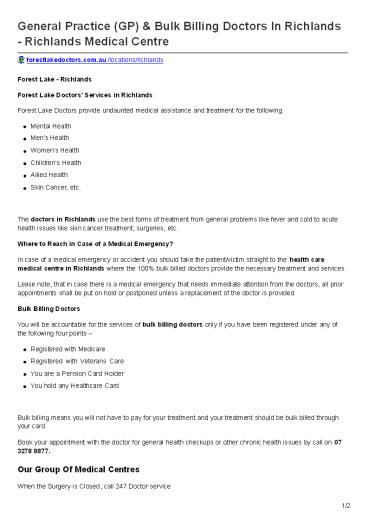 Female GP in Richlands