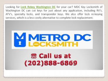 Lock Rekey Washington DC
