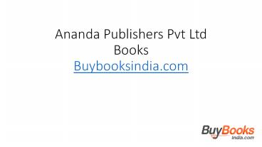 Ananda Publishers Pvt Ltd Books at buybooksindia.com
