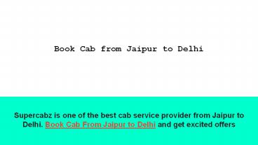Jaipur to Delhi taxi service