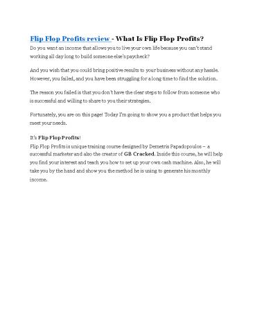 Flip Flop Profits review - (FREE) Jaw-drop bonuses