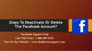 Steps To Deactivate Or Delete The Facebook Account?