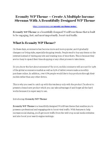 $22,300 BONUS NOW - Ecomity WP Theme Review