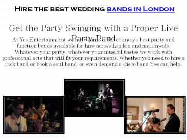 Experienced Wedding Bands in London | Yes Entertainment