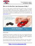 How to Get the Best Auto Insurance Policy?