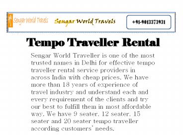 Tempo traveller on rent delhi   delhitempotravels.com