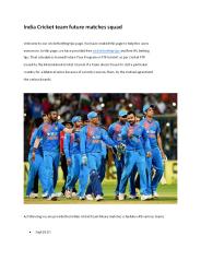 India Cricket team future matches squad