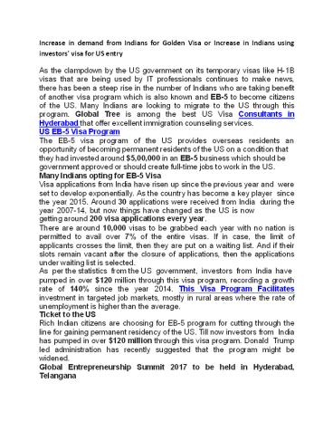 USA Immigration, Indians using Visa for US Entry, US EB-5 Visa Program | Global Tree