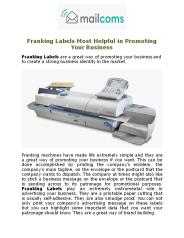 Franking Labels Most Helpful in Promoting Your Business