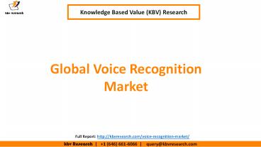 Global Voice Recognition Market