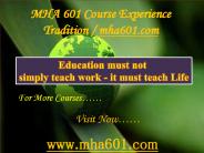 MHA 601 Course Experience Tradition / mha601.com