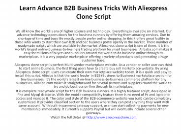 Learn Advance B2B Business Tricks With Aliexpress Clone Script