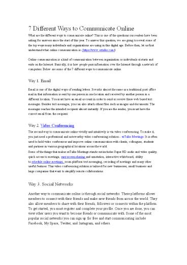 Different Ways to Communicate Online