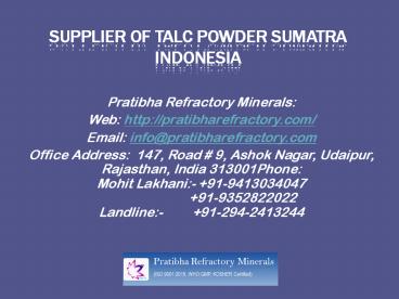 Supplier of Talc Powder Sumatra Indonesia