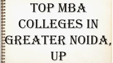 Top MBA Colleges in Greater Noida