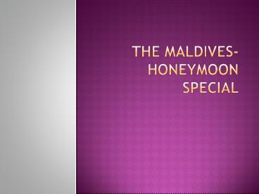 The Maldives- Honeymoon Special