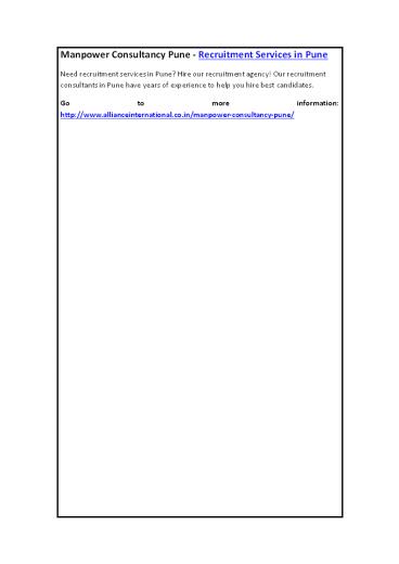 Manpower Consultancy Pune - Recruitment Services in Pune