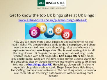 Get to know the top UK bingo sites