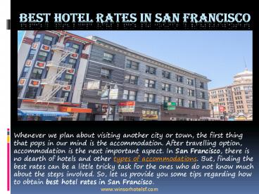 Best Hotel Rates In San Francisco