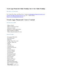 Oracle Apps Financials Online training