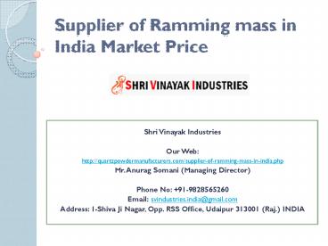 Supplier of Ramming mass in India Market