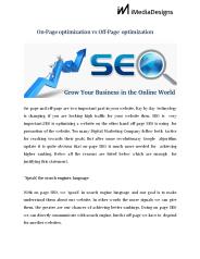 On-Page optimization vs Off-Page optimization