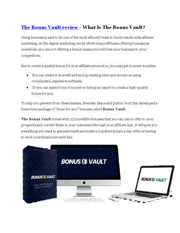 The Bonus Vault review in particular - The Bonus Vault bonus