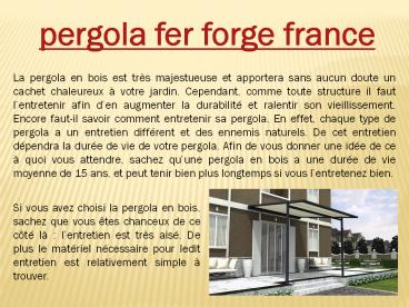 Pergola Fer Forge France