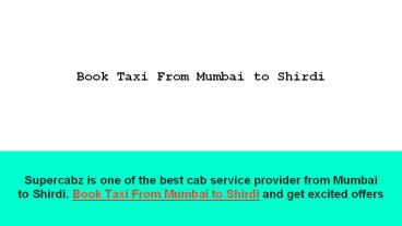 Book Taxi from Mumbai to Shirdi