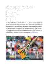 AB de Villiers a Consistently All-rounder Player